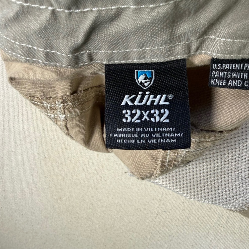 KUHL Men's 32 32 Free Ryde Khaki Tan Hiking Pants Articulated Knee Style